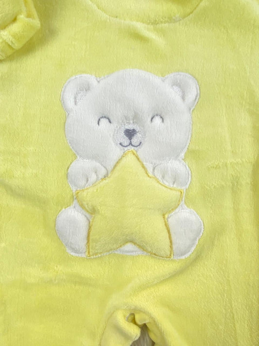 سالوبيت شتوي قطيفه مكون من قطعتين رسمة دب ونجمه  🩷❤️