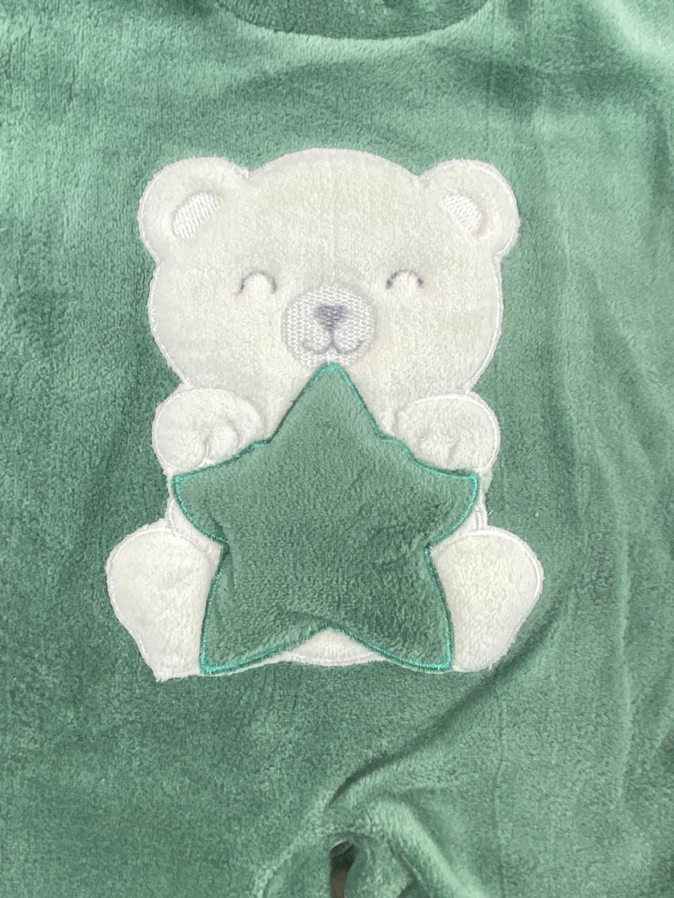 سالوبيت شتوي قطيفه مكون من قطعتين رسمة دب ونجمه  🩷❤️