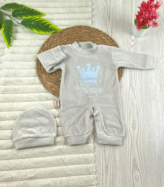 سالوبيت شتوي قطيفه اولادي وبناتي مكون من قطعتين رسمة التاج  🩷❤️