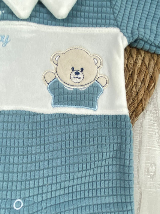 سالوبيت شتوي قطيفه اولادي وبناتي مبطن من الداخل bear happy 🩷❤️