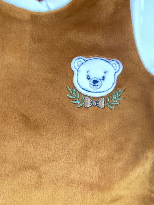 سالوبيت شتوي قطيفه بناتي مبطن من الداخل رسمة دب بفيونكه🩷❤️