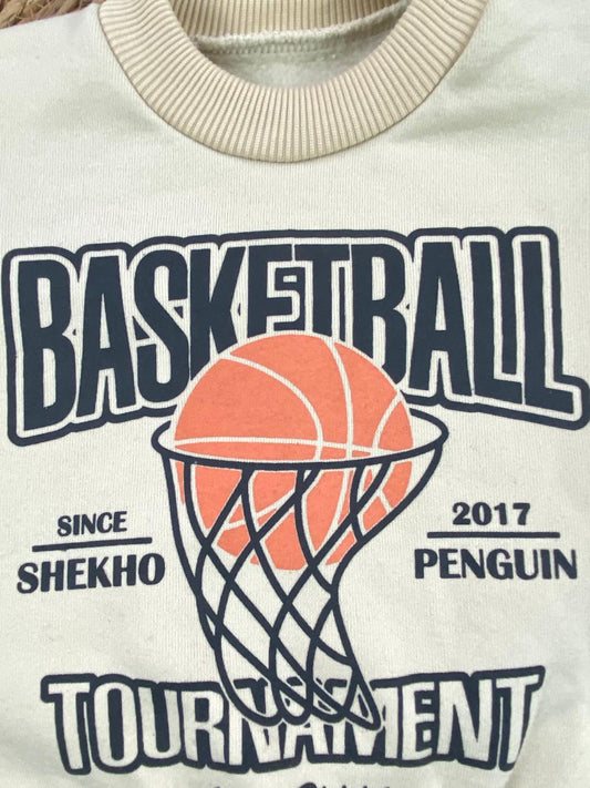 طقم اولادي وبناتي شتوي خامه ميلتون مكون من قطعتين basket ball❤️🤍