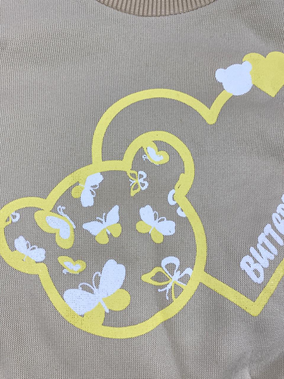 طقم بناتي شتوي خامه ميلتون مكون من قطعتين رسمة قلوب ❤️🤍