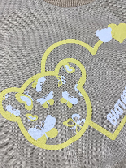 طقم بناتي شتوي خامه ميلتون مكون من قطعتين رسمة قلوب ❤️🤍