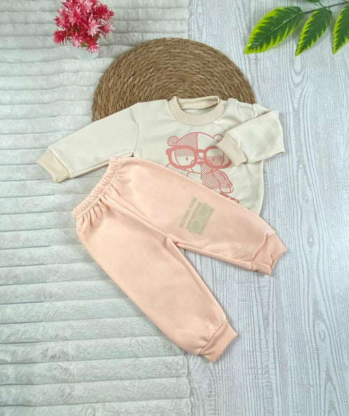 طقم اولادي وبناتي شتوي خامه ميلتون مكون من قطعتين رسمة نضارة  ❤️🤍