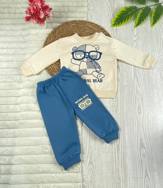 طقم اولادي وبناتي شتوي خامه ميلتون مكون من قطعتين رسمة نضارة  ❤️🤍