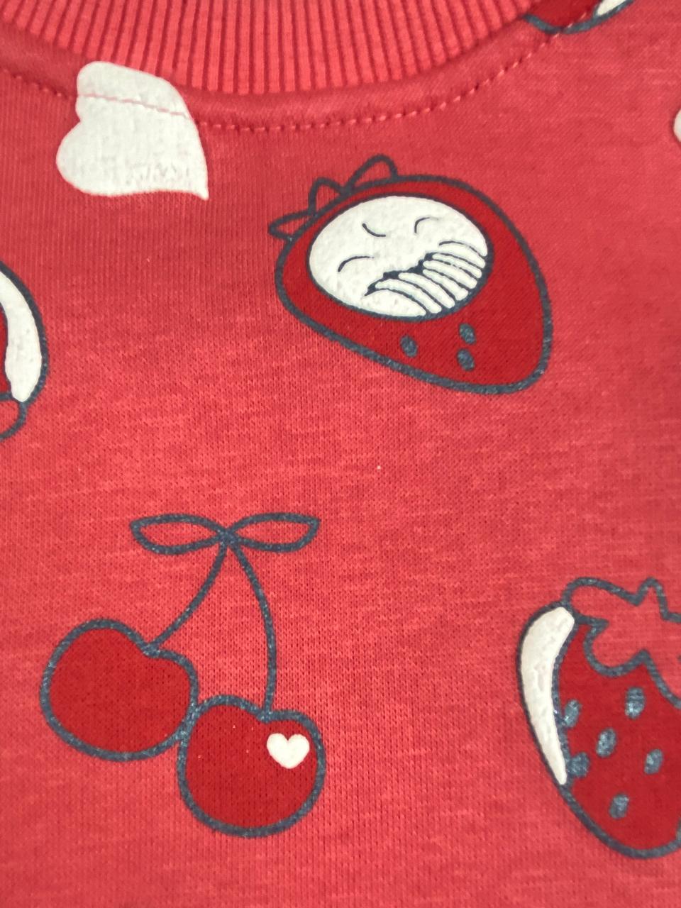 طقم شتوي ميلتون اولادي وبناتي مكون من قطعتين رسمة فواكه مبطن من الداخل🩷🤍