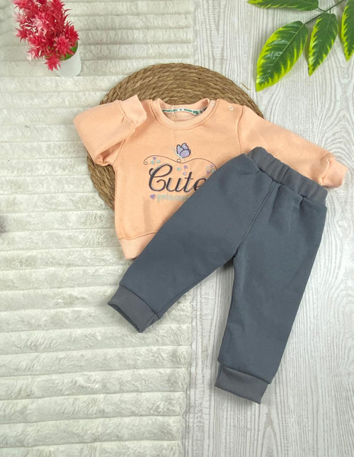 طقم شتوي ميلتون بناتي مكون من قطعتين  مبطن من الداخل princess girl🩷🤍