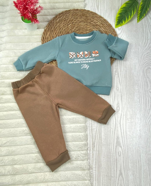 طقم شتوي ميلتون اولادي وبناتي مكون من قطعتين  مبطن من الداخل🩷🤍