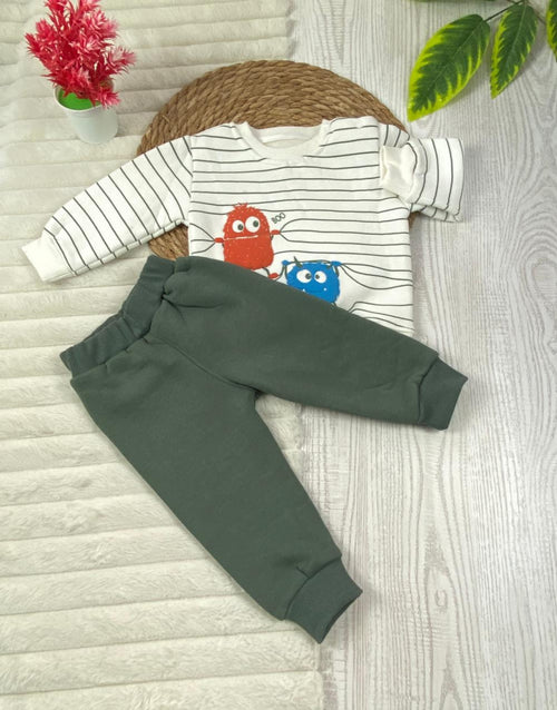 طقم شتوي ميلتون اولادي وبناتي مكون من قطعتين  مبطن من الداخل BOO🩷🤍