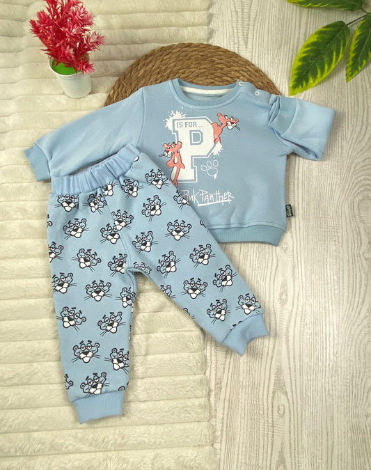 طقم شتوي ميلتون بناتي مكون من قطعتين  مبطن من الداخل pink panther🩷🤍