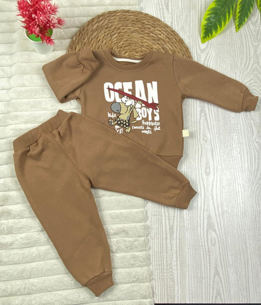 طقم اولادي وبناتي شتوي خامه ميلتون مكون من قطعتين مبطن من الداخل ocean❤️🤍