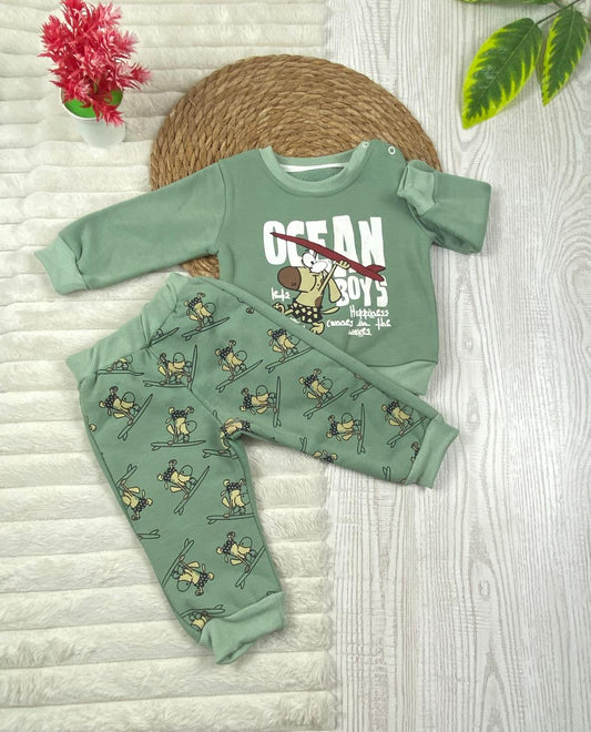 طقم اولادي وبناتي شتوي خامه ميلتون مكون من قطعتين مبطن من الداخل ocean❤️🤍