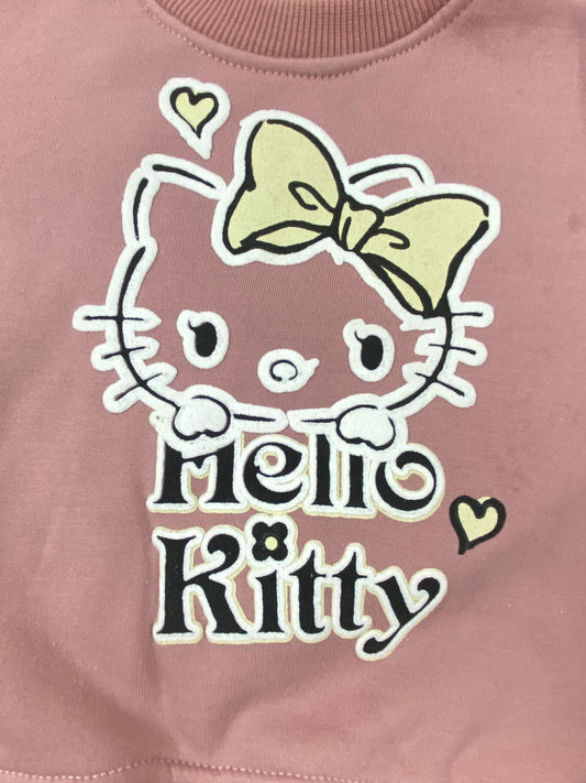 طقم بناتي شتوي خامه ميلتون مكون من قطعتين مبطن من الداخل melio kitty ❤️🤍