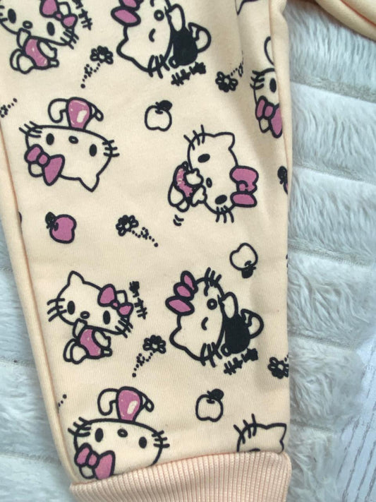 طقم بناتي شتوي خامه ميلتون مكون من قطعتين مبطن من الداخل melio kitty ❤️🤍