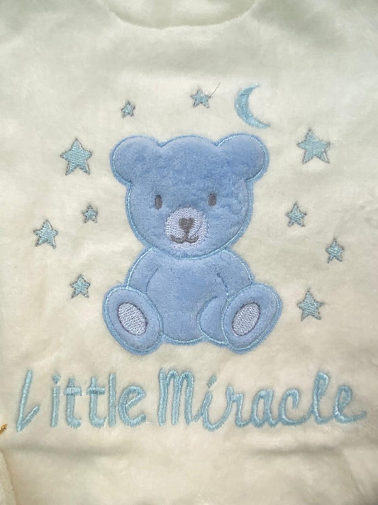 طقم مستشفي قطيفه 100% مكون من اربع قطع رسمة دب 🩷💙🖤