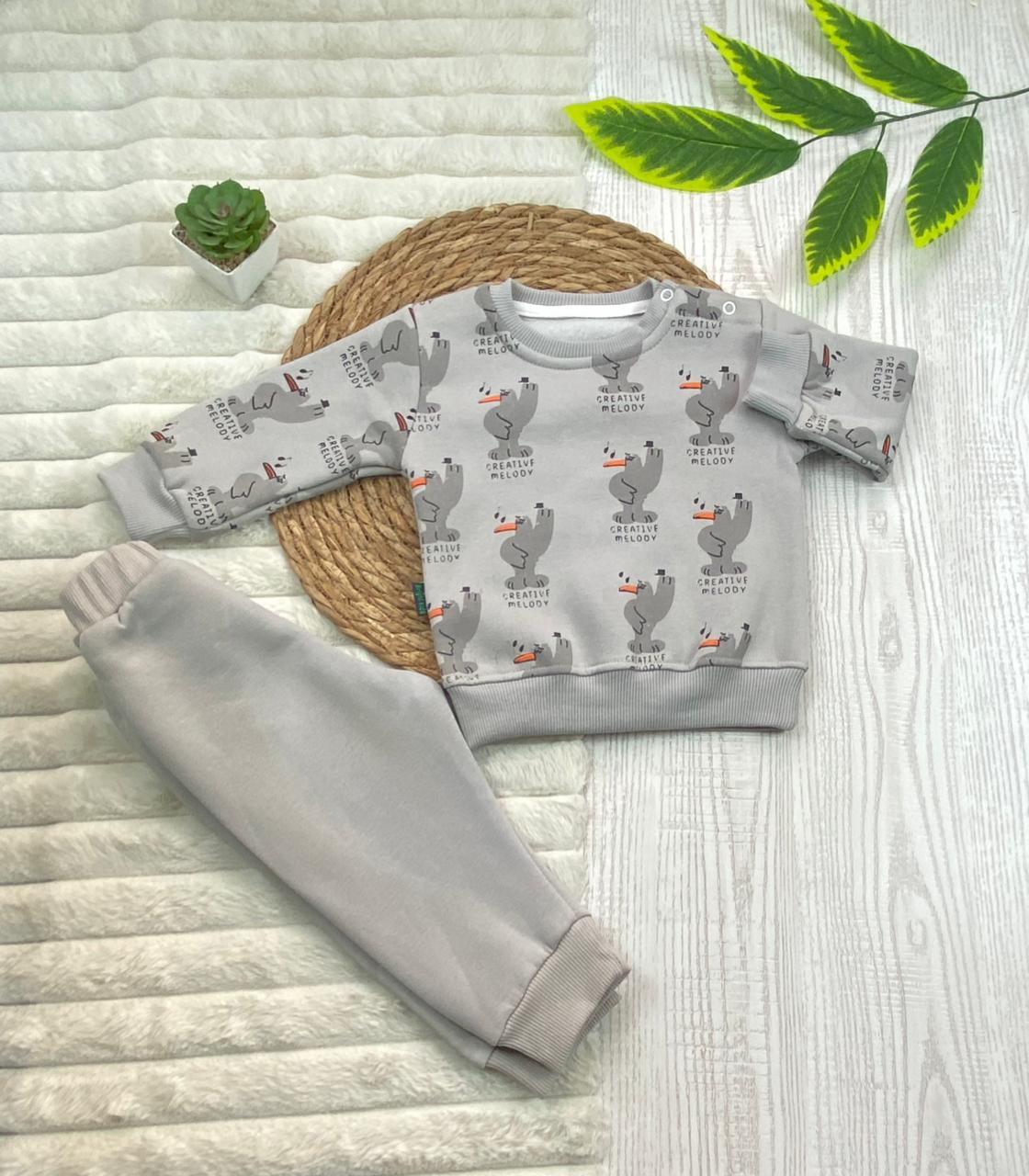 طقم اولادي وبناتي شتوي خامه ميلتون مكون من قطعتين مبطن من الداخل creative melody❤️🤍