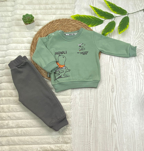 طقم اولادي وبناتي شتوي خامه ميلتون مكون من قطعتين مبطن من الداخل the shoopy show❤️🤍