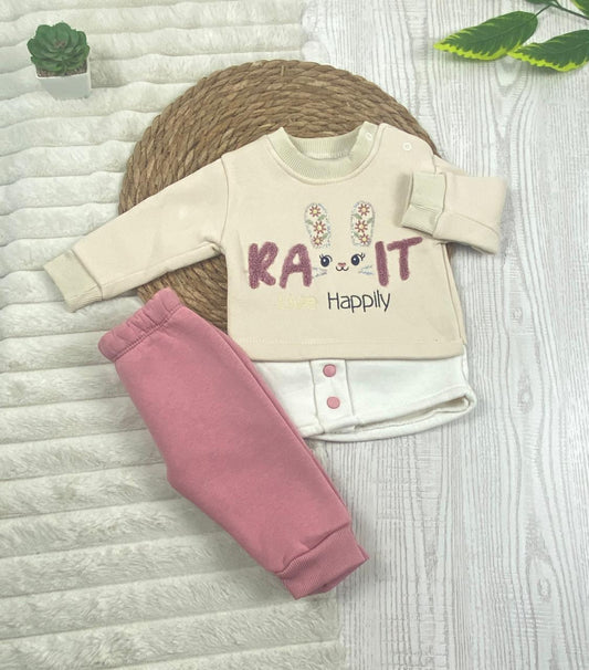 طقم شتوي ميلتون بناتي مبطن من الداخل مكون من قطعتين live happily😍❤️