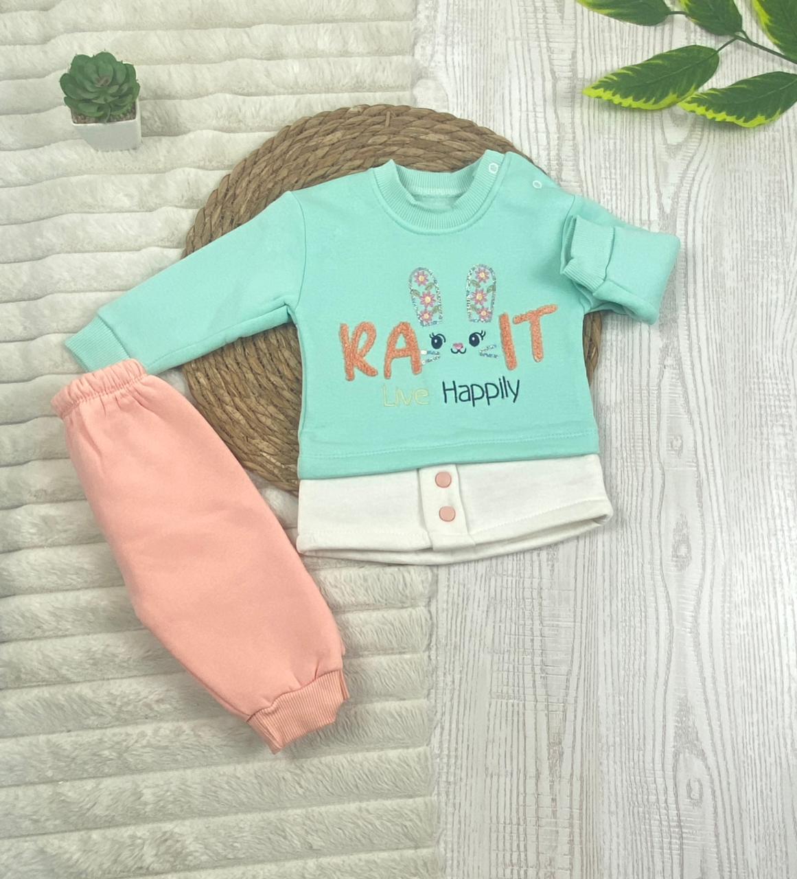 طقم شتوي ميلتون بناتي مبطن من الداخل مكون من قطعتين live happily😍❤️