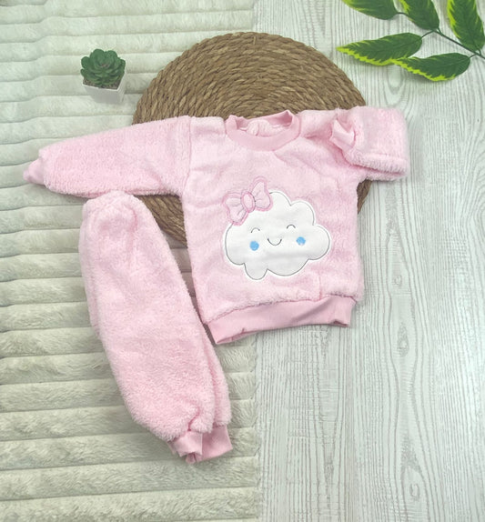 بيجامه فرو بناتي خامه روعه مبطن من الداخل رسمة سحابه😍🤍