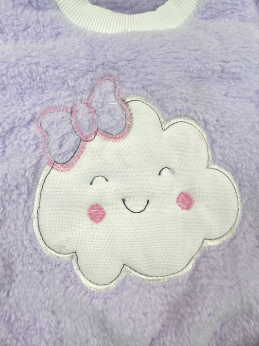 بيجامه فرو بناتي خامه روعه مبطن من الداخل رسمة سحابه😍🤍