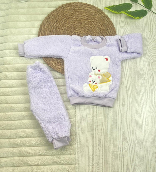 بيجامه فرو اولادي وبناتي خامه روعه مبطن من الداخل رسمة دبيين😍🤍