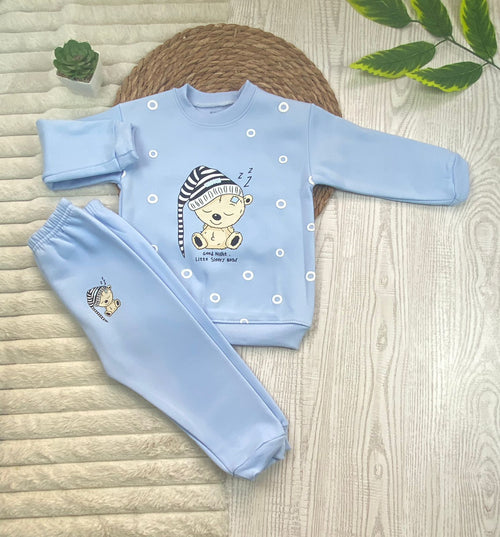 طقم اولادي وبناتي شتوي خامه ميلتون مكون من قطعتين رسمة TNOICH 🤍🤍