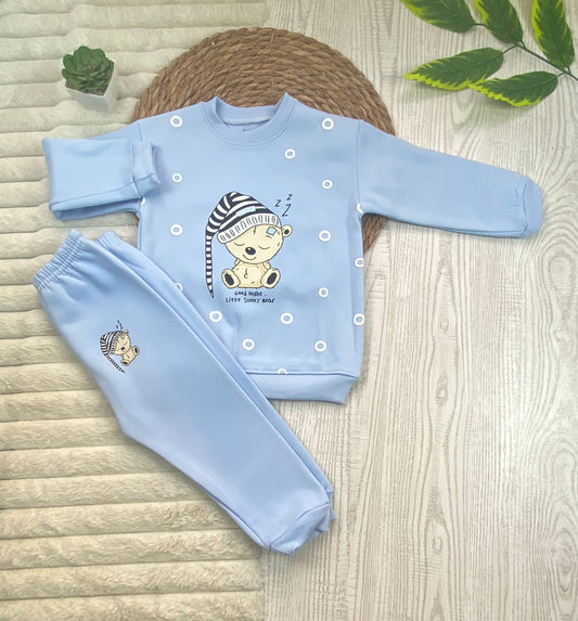 طقم اولادي وبناتي شتوي خامه ميلتون مكون من قطعتين رسمة TNOICH 🤍🤍