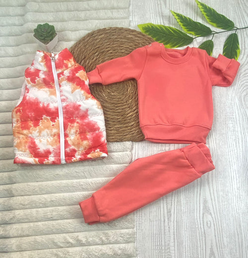 طقم خروجي بناتي مكون من 3 قطع بجاكيت كت وتر برووف مشجر🩷😍