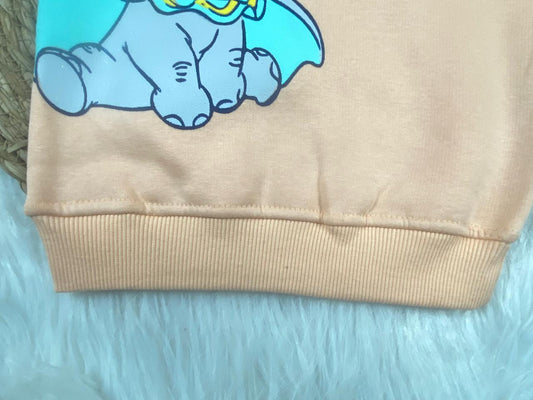 طقم شتوي ميلتون بناتي مكون من قطعتين  مبطن من الداخل رسمة الفيل 🩷🤍