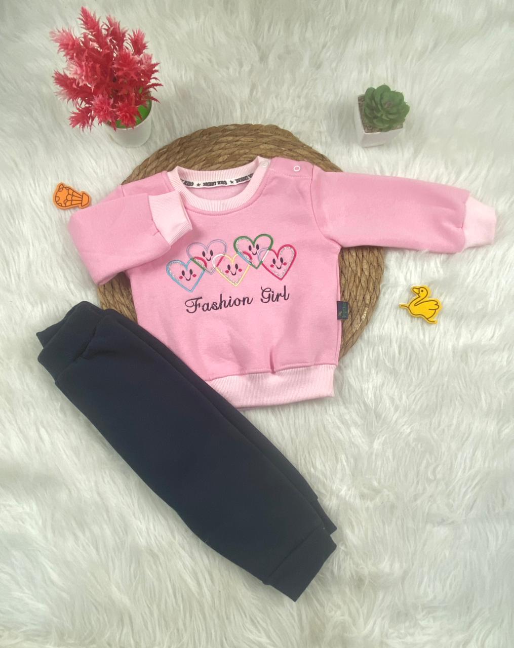 طقم شتوي ميلتون بناتي مكون من قطعتين  مبطن من الداخل fashion girl 🩷🤍