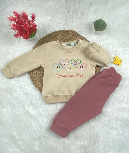 طقم شتوي ميلتون بناتي مكون من قطعتين  مبطن من الداخل fashion girl 🩷🤍