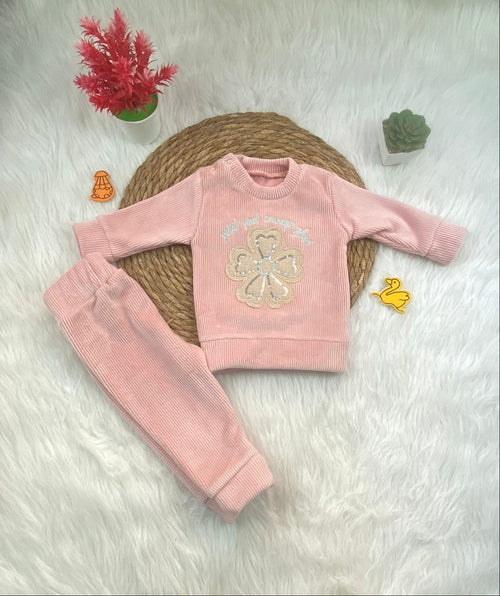 بيجامه قطيفه مسحب بناتي مكونه من قطعتين مبطن من الداخل رسمة ورده 🤍🩷