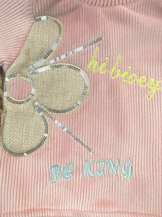 بيجامه قطيفه مسحب بناتي مكونه من قطعتين مبطن من الداخل رسمة وردة 😍😍