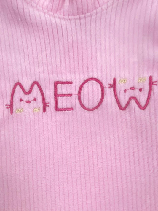 بيجامه قطيفه مسحب بناتي مكونه من قطعتين مبطن من الداخل  meow 🤍🩷