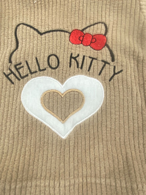 بيجامه قطيفه مسحب بناتي مكونه من قطعتين مبطن من الداخل  hello kitty 🤍🩷