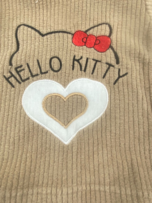 بيجامه قطيفه مسحب بناتي مكونه من قطعتين مبطن من الداخل  hello kitty 🤍🩷