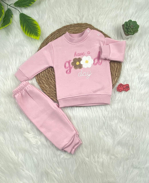 طقم شتوي ميلتون بناتي مكون من قطعتين مبطن من الداخل good day🩷🤍