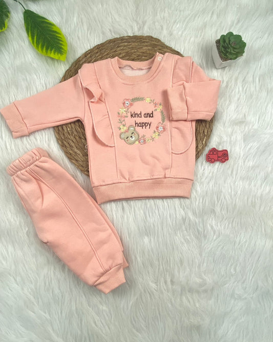 طقم شتوي ميلتون اولادي وبناتي مكون من قطعتين مبطن من الداخل kind and happy🩷🤍