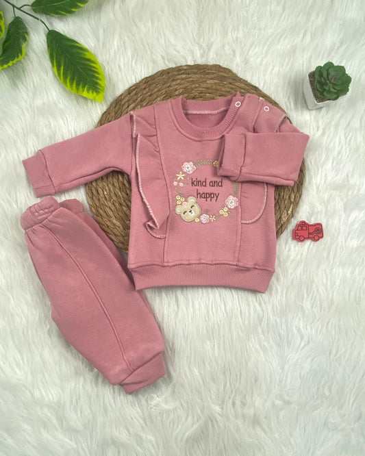 طقم شتوي ميلتون اولادي وبناتي مكون من قطعتين مبطن من الداخل kind and happy🩷🤍