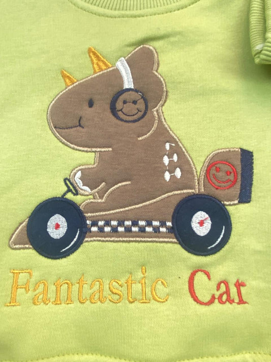 طقم شتوي ميلتون اولادي وبناتي مكون من قطعتين مبطن من الداخل fantastic car🩷🤍