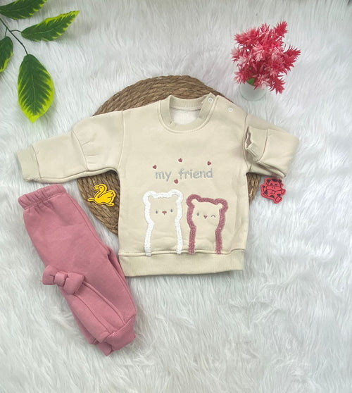 طقم شتوي ميلتون بناتي مكون من قطعتين مبطن من الداخل my friend🩷🤍