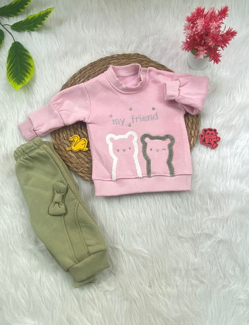 طقم شتوي ميلتون بناتي مكون من قطعتين مبطن من الداخل my friend🩷🤍