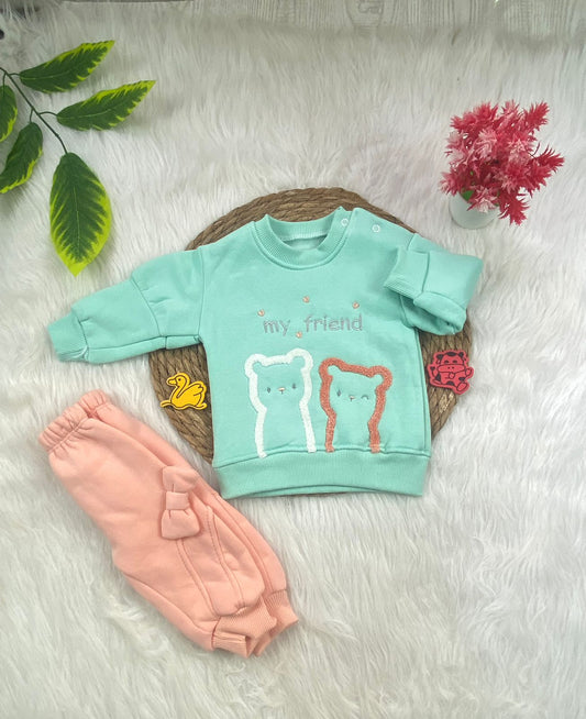 طقم شتوي ميلتون بناتي مكون من قطعتين مبطن من الداخل my friend🩷🤍