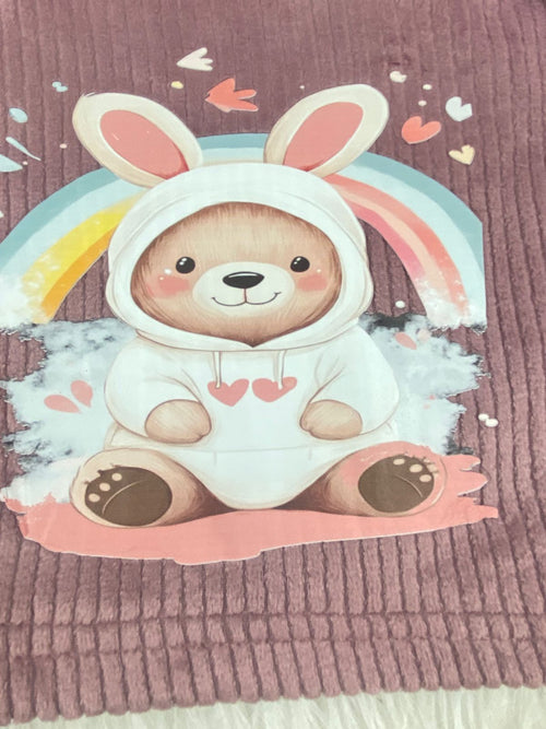 بيجامه قطيفه مسحب بناتي مبطنه من الداخل رسمة ارنب ❤️❤️