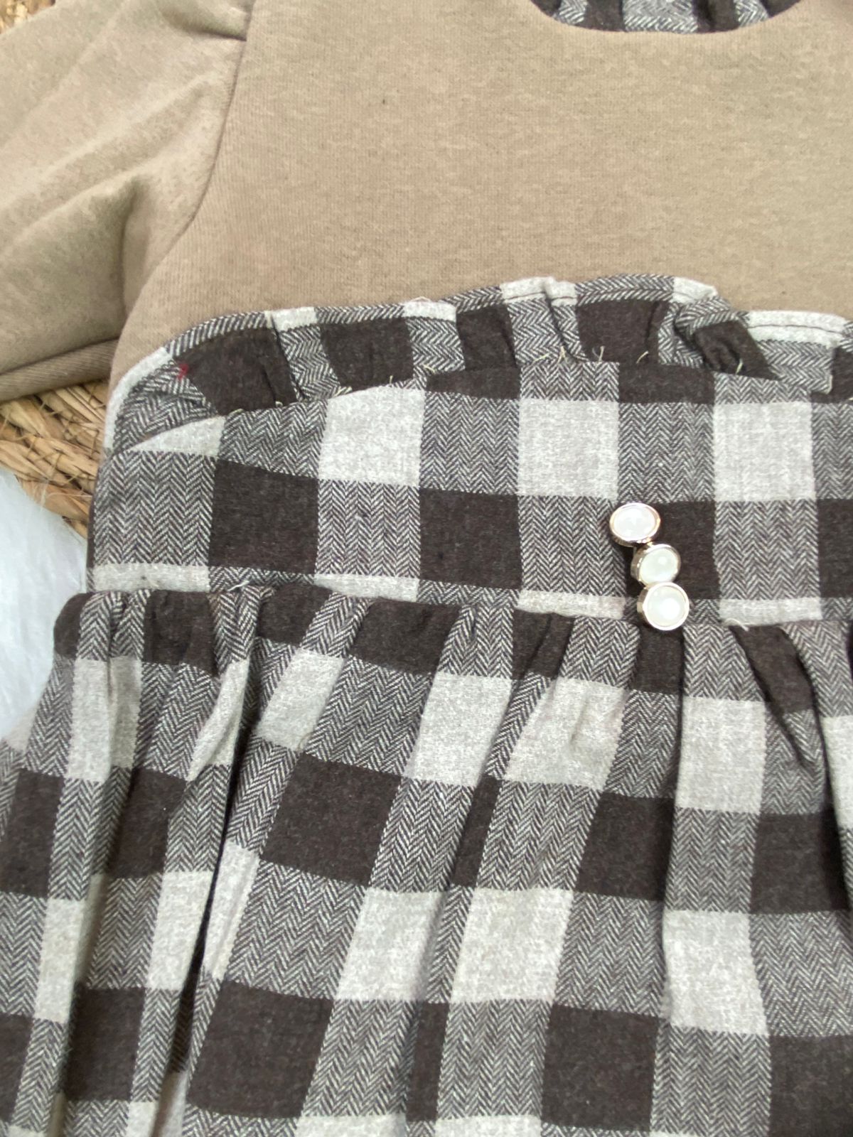 فستان بناتي خامه كتان كاروهات خامه مريحه ❤️❤️