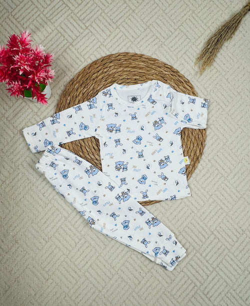 طقم داخلي بكم قطن 100% اولادي مكون من قطعتين رسمة دب  🤍❤️