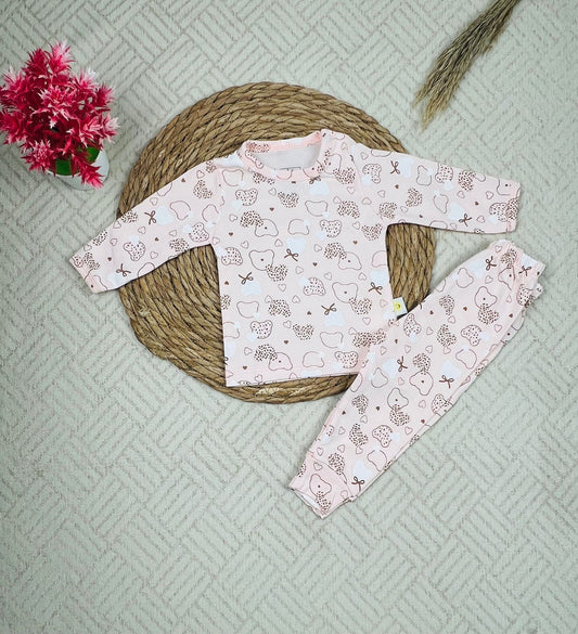 طقم داخلي بكم قطن 100% بناتي مكون من قطعتين  رسمة قلب🤍❤️