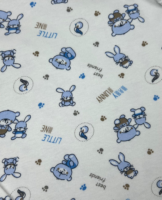 طقم داخلي بكم قطن 100% اولادي مكون من قطعتين رسمة دب  🤍❤️